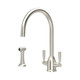 Perrin & Rowe 4866PF Langbourn Monobloc C Spout Sink Mixer with Rinse - Pewter Product Image