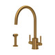 Perrin & Rowe 4312AB Juliet Round Mono Mixer C Spout & Rinse - Aged Brass Product Image