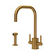 Perrin & Rowe 4310AB Juliet Square Mixer U Spout & Rinse - Aged Brass Product Image