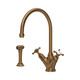 Perrin & Rowe 4365BZ Phoenician Mono Crosshead Sink Mixer With Rinse Tap - English Bronze Product Im