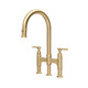 Perrin & Rowe 4956SB Southbank Bridge Sink Mixer With Pull-Down Rinse - Satin Brass Product Image