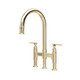 Perrin & Rowe 4956IG Southbank Bridge Sink Mixer With Pull-Down Rinse - Gold Product Image