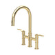 Perrin & Rowe 4549HTBR Bridge PullDown Tap With Textured Handles - Brass Product Image