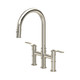 Perrin & Rowe 4549HTNI Bridge PullDown Tap With Textured Handles - Nickel Product Image