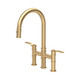 Perrin & Rowe 4549HTSB Bridge PullDown Tap With Textured Handles - Satin Brass Product Image