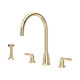 Perrin & Rowe 4891IG Langbourn 3 Hole Widespread C Spout Mixer with Rinse - Gold Product Image