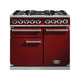 Falcon F1000DXDFRD/NM Deluxe 1000 Dual Fuel Range Cooker - Cherry Red & Nickel Product Image