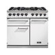 Falcon F1000DXDFWH/NM Deluxe 1000 Dual Fuel Range Cooker - White & Nickel Product Image
