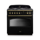 Rangemaster CLAS90FXDFFBL/B Classic FX 90 Dual Fuel Range Cooker - Black & Brass Product Image
