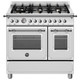 Bertazzoni HER96L2EXT 90cm Heritage Dual Fuel Double Oven Range Cooker - Stainless Steel Product Ima