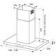 Bertazzoni KTI120P1AXT 120cm Pro Series Island T Shaped Cooker Hood Technical Drawing