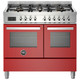 Bertazzoni PRO106L2EROT 100cm Professional Dual Fuel Double Oven Range Cooker - Red Product Image