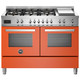 Bertazzoni PRO126G2EART 120cm Professional Dual Fuel Double Oven Range Cooker - Orange Product Image