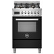Bertazzoni PRO64L1ENET 60cm Professional Dual Fuel Range Cooker - Black Product Image