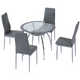 HOMCOM Round Dining Table and 4 Chairs Set with Cushions