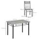 HOMCOM 5 Piece Dining Room Set with Marble-Effect Tabletop and 4 Chairs – Light Grey & Black