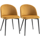 HOMCOM Set of 2 Modern Upholstered Fabric Bucket Dining Chairs – Yellow