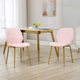 HOMCOM Set of 2 Modern Velvet-Feel Dining Chairs with Padded Seat and Steel Legs – Pink