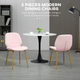 HOMCOM Set of 2 Modern Velvet-Feel Dining Chairs with Padded Seat and Steel Legs – Pink