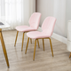 HOMCOM Set of 2 Modern Velvet-Feel Dining Chairs with Padded Seat and Steel Legs – Pink