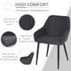 HOMCOM Set of 2 Modern Dining Chairs with Padded Cushions and Metal Legs – Grey