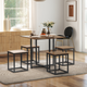 HOMCOM 5-Piece Dining Set with Wood-Effect Tabletop and 4 Stools – Black & Brown