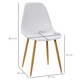 HOMCOM Set of 4 Scandinavian-Style Dining Chairs with Curved Back and Metal Legs – White