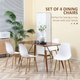 HOMCOM Set of 4 Scandinavian-Style Dining Chairs with Curved Back and Metal Legs – White