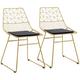 HOMCOM Set of 2 Metal Wire Dining Chairs with Cushions – Gold Tone