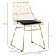 HOMCOM Set of 2 Metal Wire Dining Chairs with Cushions – Gold Tone