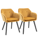 HOMCOM Set of 2 Modern Upholstered Fabric Bucket Armchairs with Tufted Back – Yellow