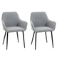 HOMCOM Set of 2 Upholstered Dining Chairs with Tufted Back and Metal Legs – Light Grey