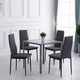 HOMCOM Set of 4 High Back Dining Chairs with Linen-Touch Upholstery and Steel Legs – Grey