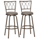 HOMCOM Set of 2 Bar Stools with Upholstered Seats and Metal Frames – Vintage Bronze
