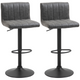 HOMCOM Set of 2 Adjustable Height Bar Stools with Footrest and PU Leather Upholstery – Grey