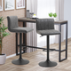 HOMCOM Set of 2 Adjustable Height Bar Stools with Footrest and PU Leather Upholstery – Grey