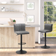 HOMCOM Set of 2 Adjustable Height Bar Stools with Footrest and PU Leather Upholstery – Grey