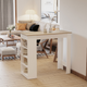 HOMCOM Bar Table with 4-Tier Storage Shelf – Natural Wood Effect