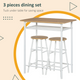 HOMCOM 3 Piece Bar Height Dining Set with Table and 2 Stools – White & Oak