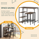 HOMCOM 3 Piece Industrial Bar-Height Dining Set with Table, 2 Stools & Side Shelves