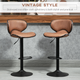 HOMCOM Set of 2 Vintage Microfiber Adjustable Bar Stools with Armless Design – Brown