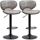 HOMCOM Set of 2 Vintage Microfiber Adjustable Bar Stools with Armless Design – Grey