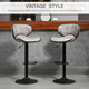 HOMCOM Set of 2 Vintage Microfiber Adjustable Bar Stools with Armless Design – Grey