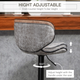 HOMCOM Set of 2 Vintage Microfiber Adjustable Bar Stools with Armless Design – Grey