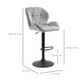 HOMCOM Set of 2 Adjustable Fabric Bar Stools with Diamond Stitching – Light Grey