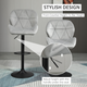 HOMCOM Set of 2 Adjustable Fabric Bar Stools with Diamond Stitching – Light Grey