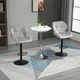 HOMCOM Set of 2 Adjustable Fabric Bar Stools with Diamond Stitching – Light Grey