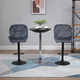 HOMCOM Set of 2 Adjustable Fabric Bar Stools with Diamond Stitching – Dark Grey