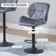 HOMCOM Set of 2 Adjustable Fabric Bar Stools with Diamond Stitching – Dark Grey