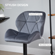 HOMCOM Set of 2 Adjustable Fabric Bar Stools with Diamond Stitching – Dark Grey